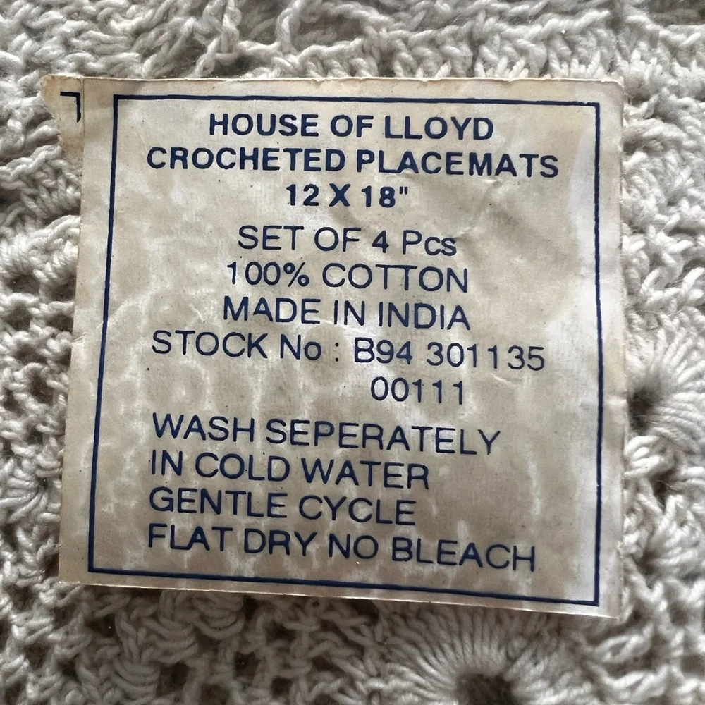 Elegant Cream House Of Lloyd Crocheted Placemats (new) - Picture 2 of 2